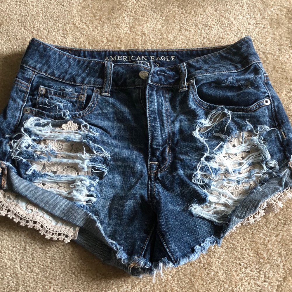 Beautiful crochet distressed shorts
